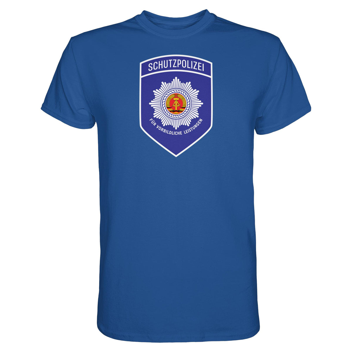 DDR Ostalgie Shirt Unisex • SCHUTZPOLIZEI - FÜR VORBILDLICHE LEISTUNGEN (ORIGINAL-AUFNÄHER)