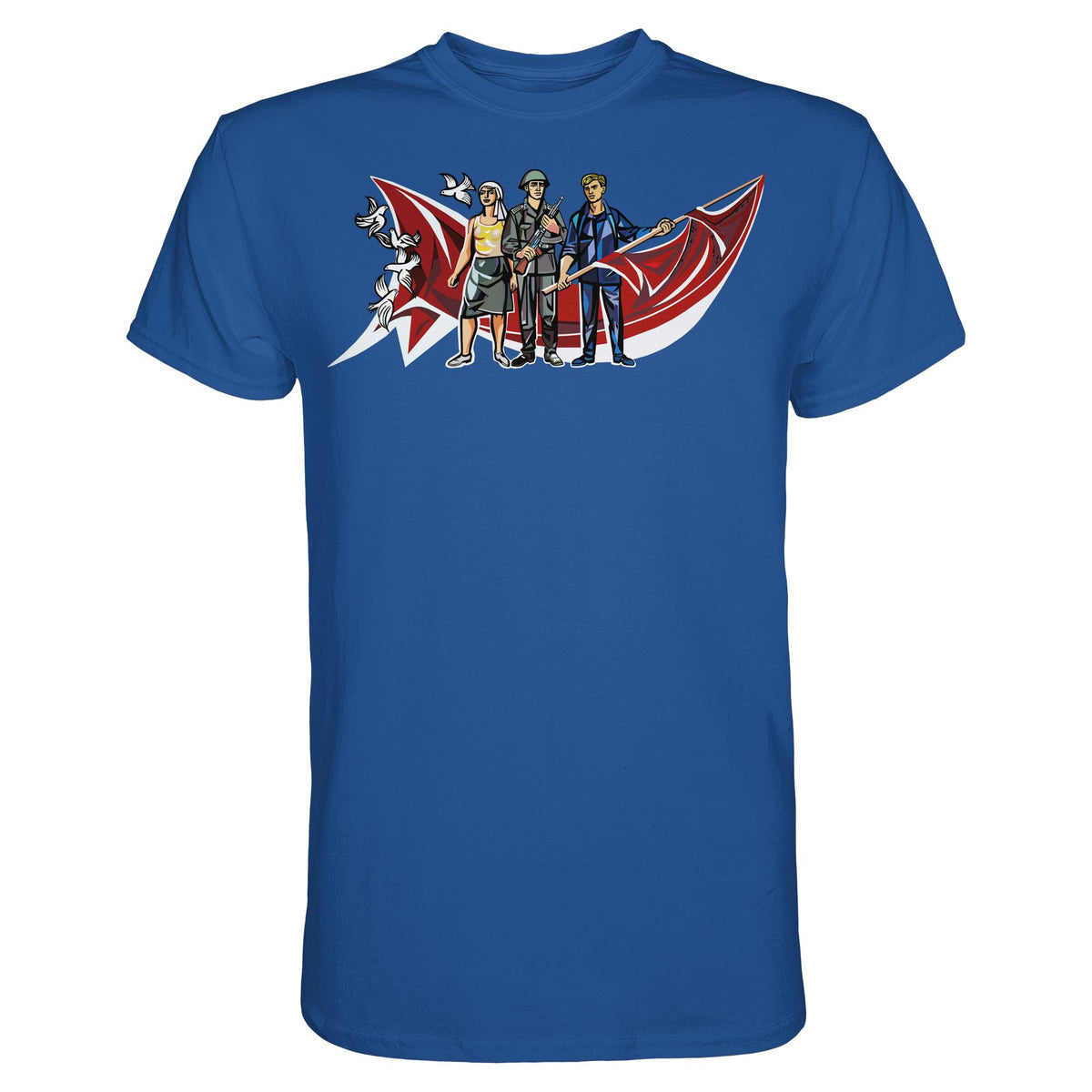 DDR Ostalgie Shirt Unisex • WALTER WOMACKA - BÄUERIN, NVA-SOLDAT & ARBEITER (MOSAIK HAUS DES LEHRERS, 1964)