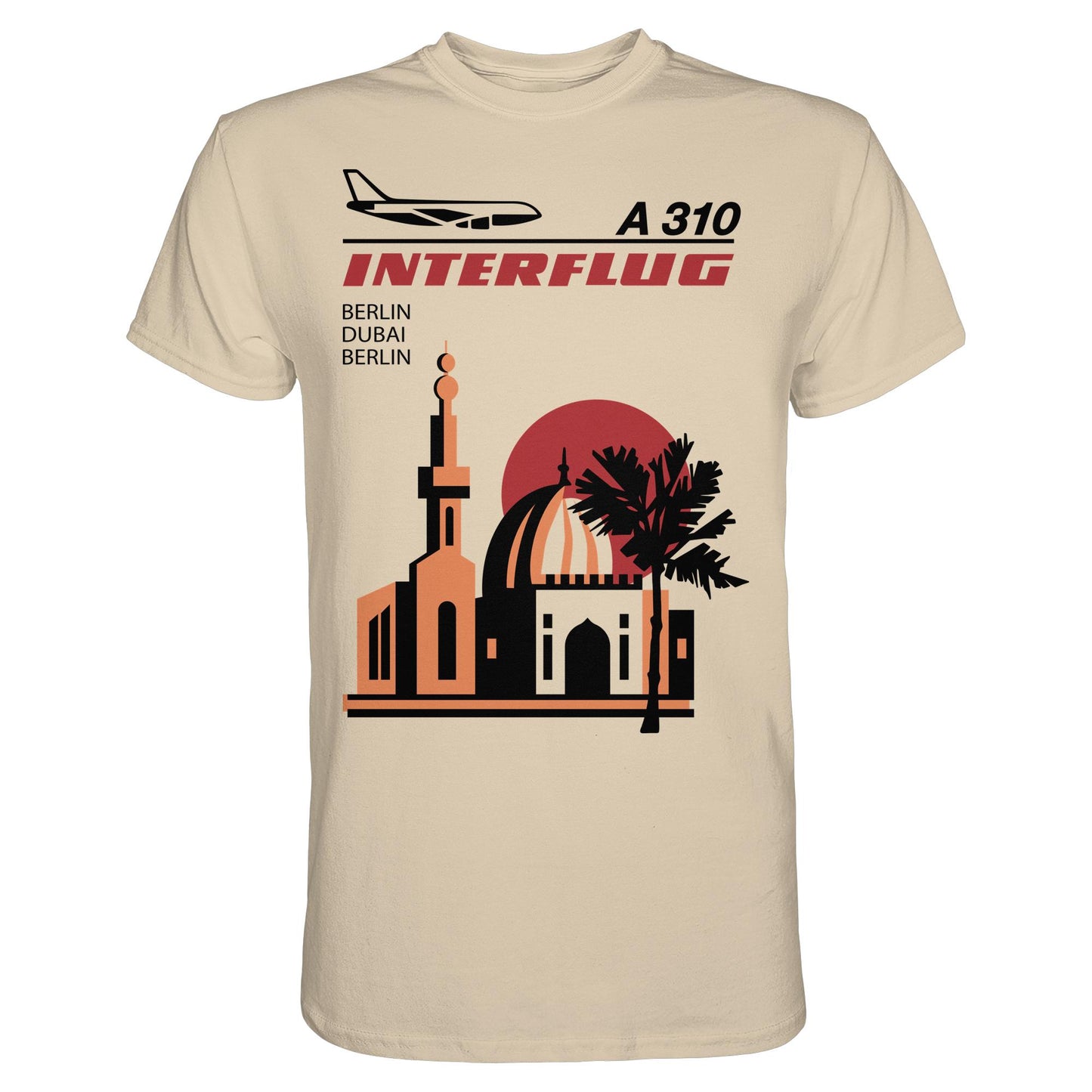 DDR Ostalgie Shirt Unisex • INTERFLUG BERLIN - DUBAI (ORIGINAL SONDERSTEMPEL)