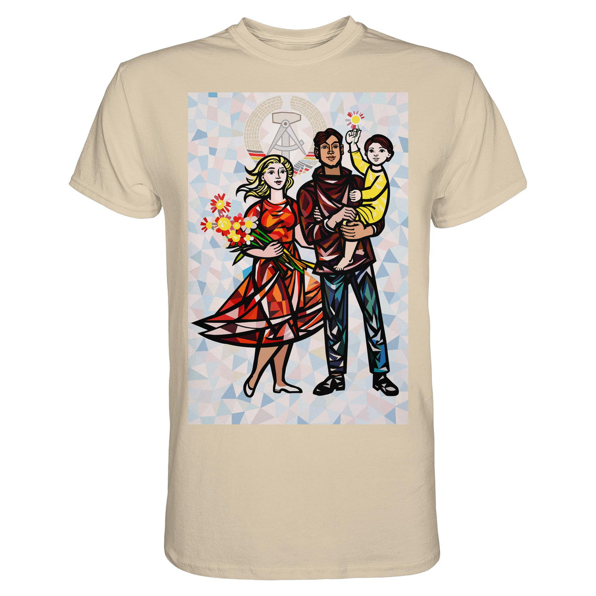 DDR Ostalgie Shirt Unisex • WALTER WOMACKA - UNSERE FAMILIE mit Hintergrund (STAATSRATSGEBÄUDE, Aus der Geschichte der Deutschen Arbeiterbewegung, 1964)