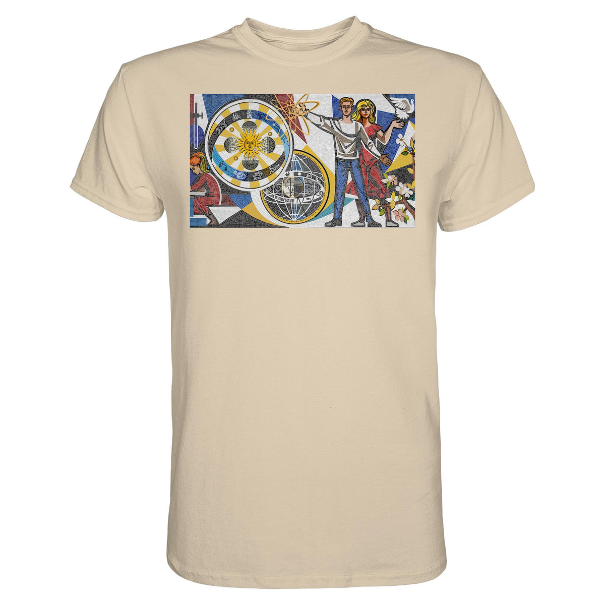 DDR Ostalgie Shirt Unisex • WALTER WOMACKA - JUNGES PAAR MIT FRIEDENSTAUBE (MOSAIK HAUS DES LEHRERS, 1964)