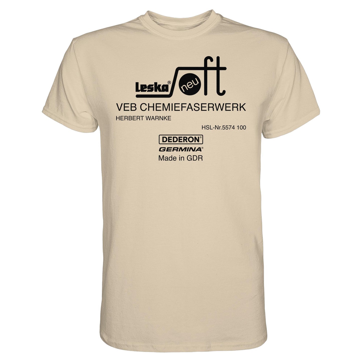 DDR Ostalgie Shirt Unisex • LESKA VEB CHEMIEFASERWERK HERBERT WARNKE - DEDERON, GERMINA