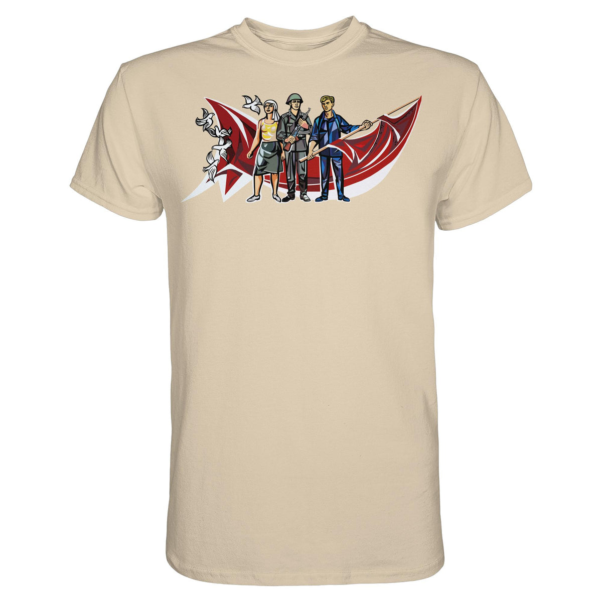 DDR Ostalgie Shirt Unisex • WALTER WOMACKA - BÄUERIN, NVA-SOLDAT & ARBEITER (MOSAIK HAUS DES LEHRERS, 1964)