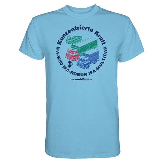 DDR Ostalgie Shirt Unisex • IFA KONZENTRIERTE KRAFT - W50, ROBUR, MULTICAR (ORIGINAL WIMPELMOTIV)