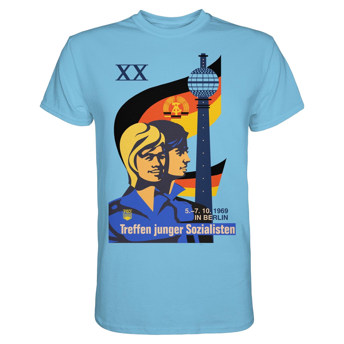 DDR Ostalgie Shirt Unisex • TREFFEN JUNGER SOZIALISTEN BERLIN 1969 (ORIGINAL PLAKAT)