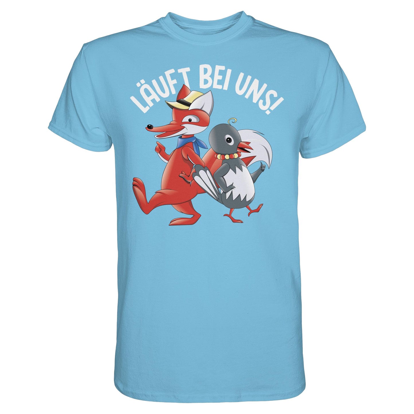 DDR Ostalgie Shirt Unisex • UNSER SANDMÄNNCHEN - HERR FUCHS & FRAU ELSTER, LÄUFT BEI UNS!