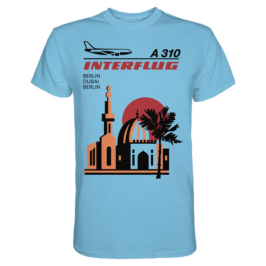 DDR Ostalgie Shirt Unisex • INTERFLUG BERLIN - DUBAI (ORIGINAL SONDERSTEMPEL)