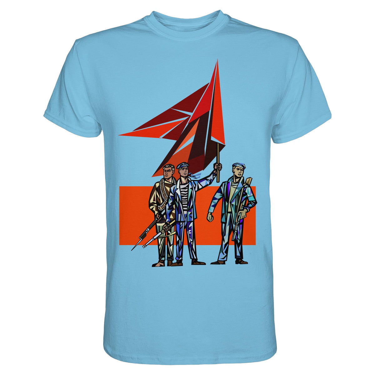 DDR Ostalgie Shirt Unisex • WALTER WOMACKA - BEWAFFNETE ARBEITER (STAATSRATSGEBÄUDE, Aus der Geschichte der Deutschen Arbeiterbewegung, 1964)