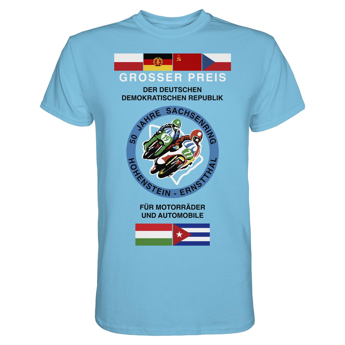 DDR Ostalgie Shirt Unisex • 50 JAHRE SACHSENRING - GROSSER PREIS DER DDR 1977