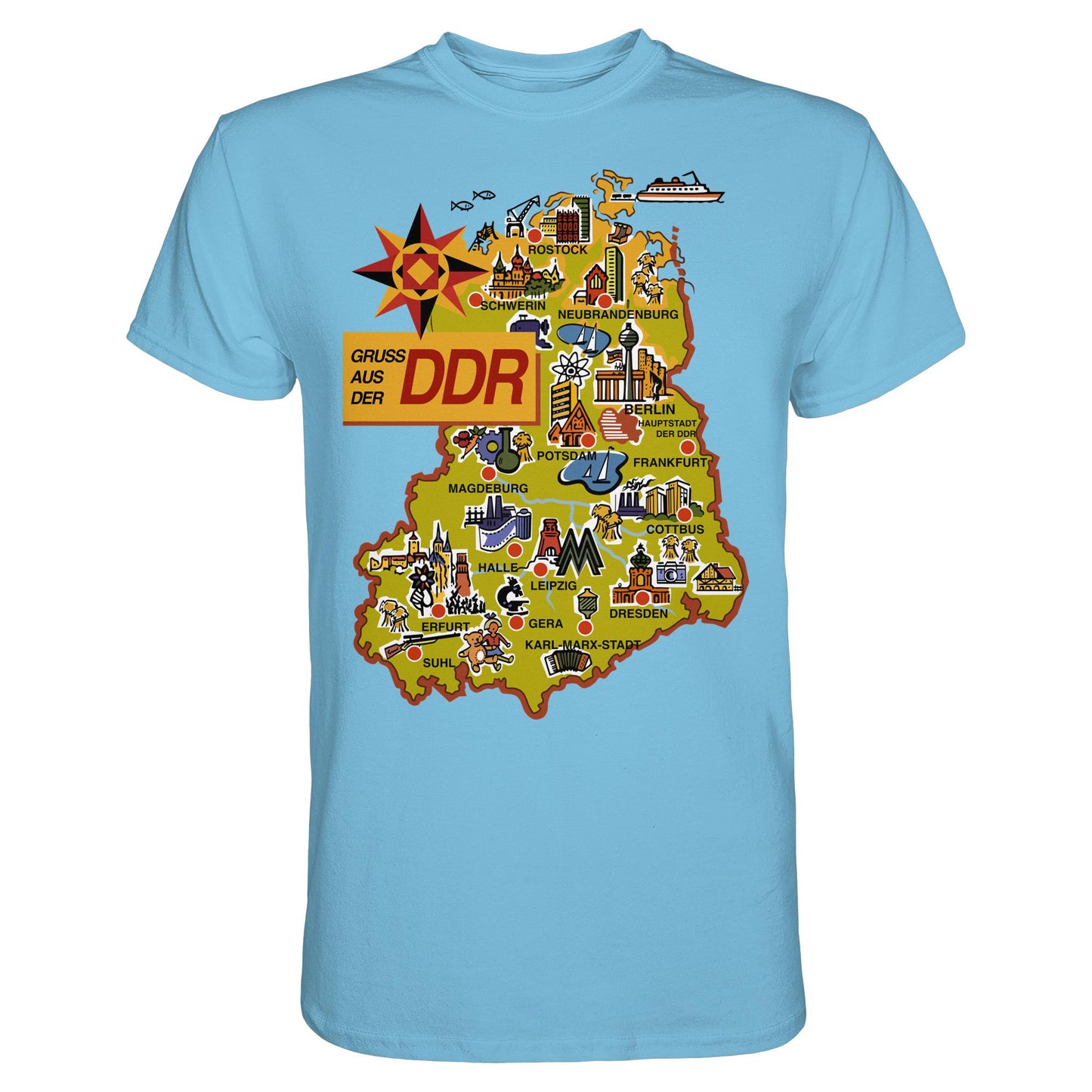 DDR Ostalgie Shirt Unisex • GRUSS AUS DER DDR (ORIGINAL POSTKARTE)