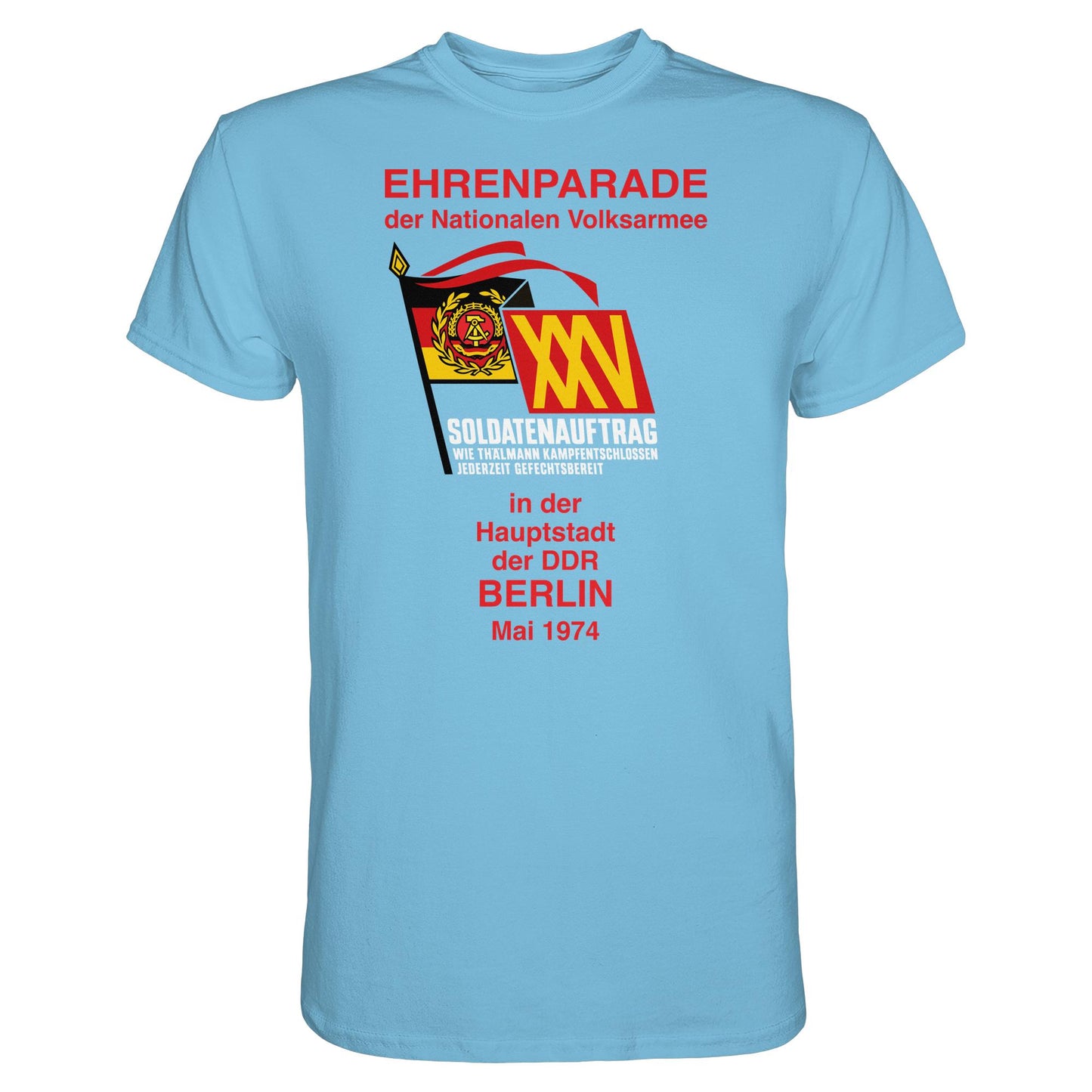 DDR Ostalgie Shirt Unisex • EHRENPARADE DER NVA, 1974 BERLIN (ORIGINALWIMPEL)