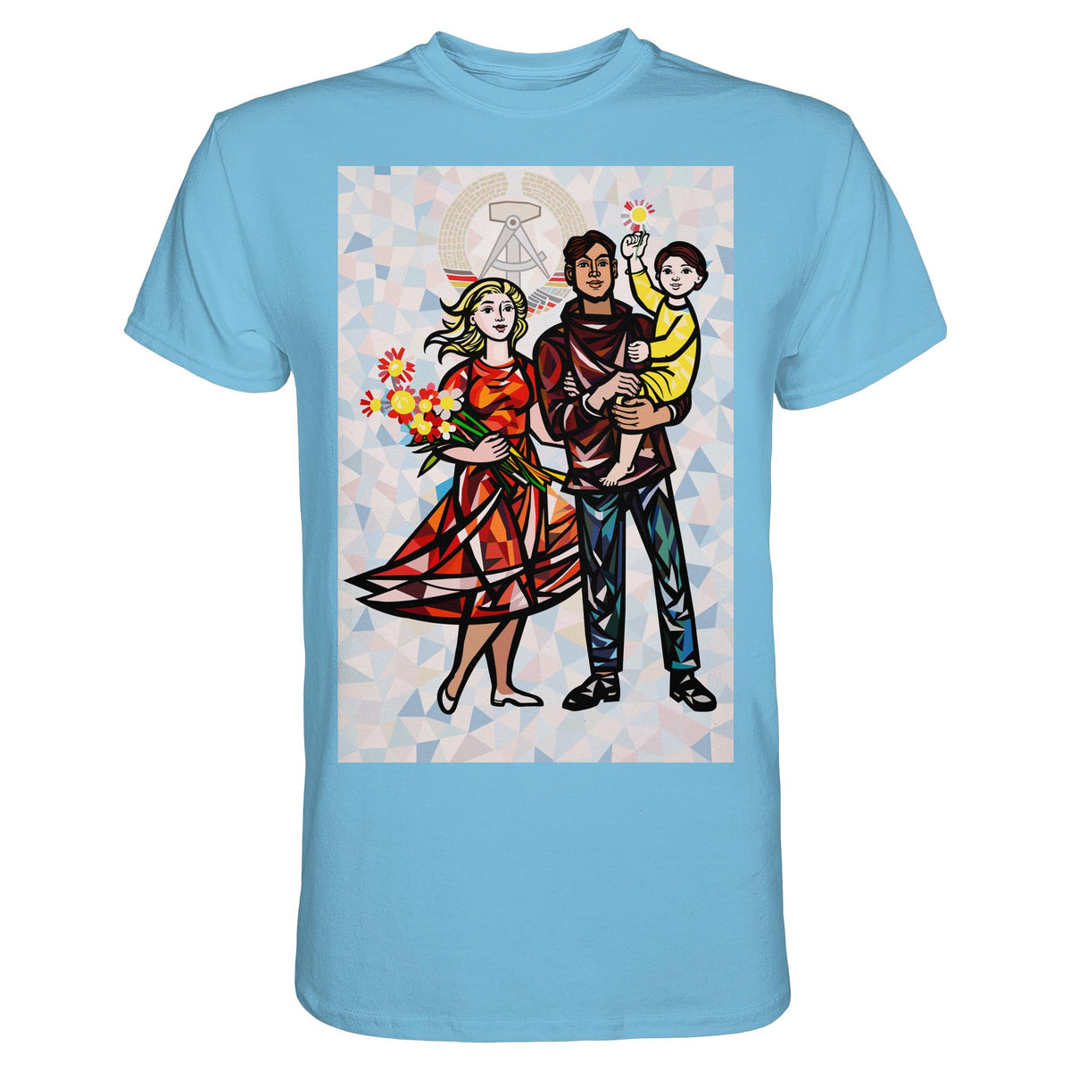 DDR Ostalgie Shirt Unisex • WALTER WOMACKA - UNSERE FAMILIE mit Hintergrund (STAATSRATSGEBÄUDE, Aus der Geschichte der Deutschen Arbeiterbewegung, 1964)