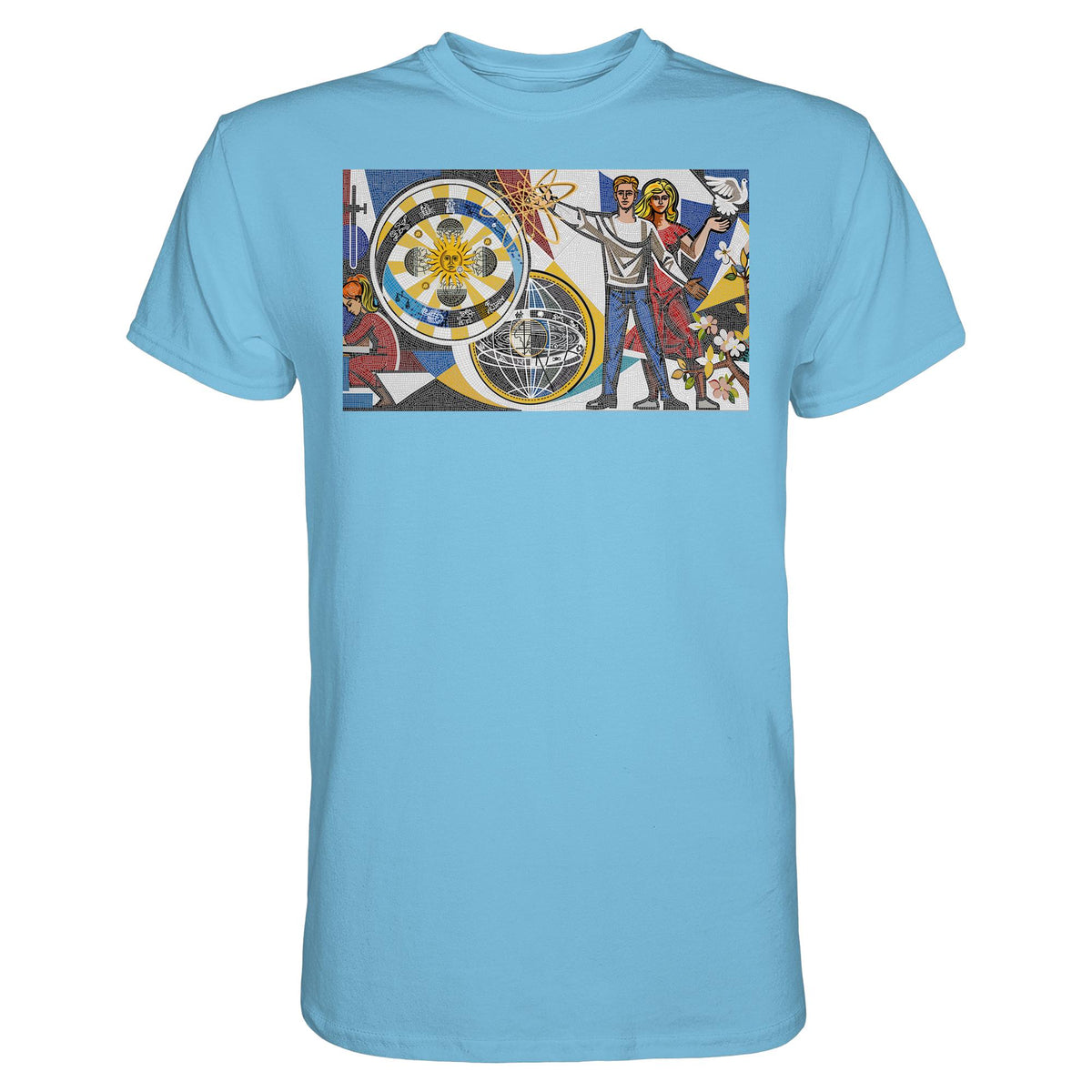 DDR Ostalgie Shirt Unisex • WALTER WOMACKA - JUNGES PAAR MIT FRIEDENSTAUBE (MOSAIK HAUS DES LEHRERS, 1964)