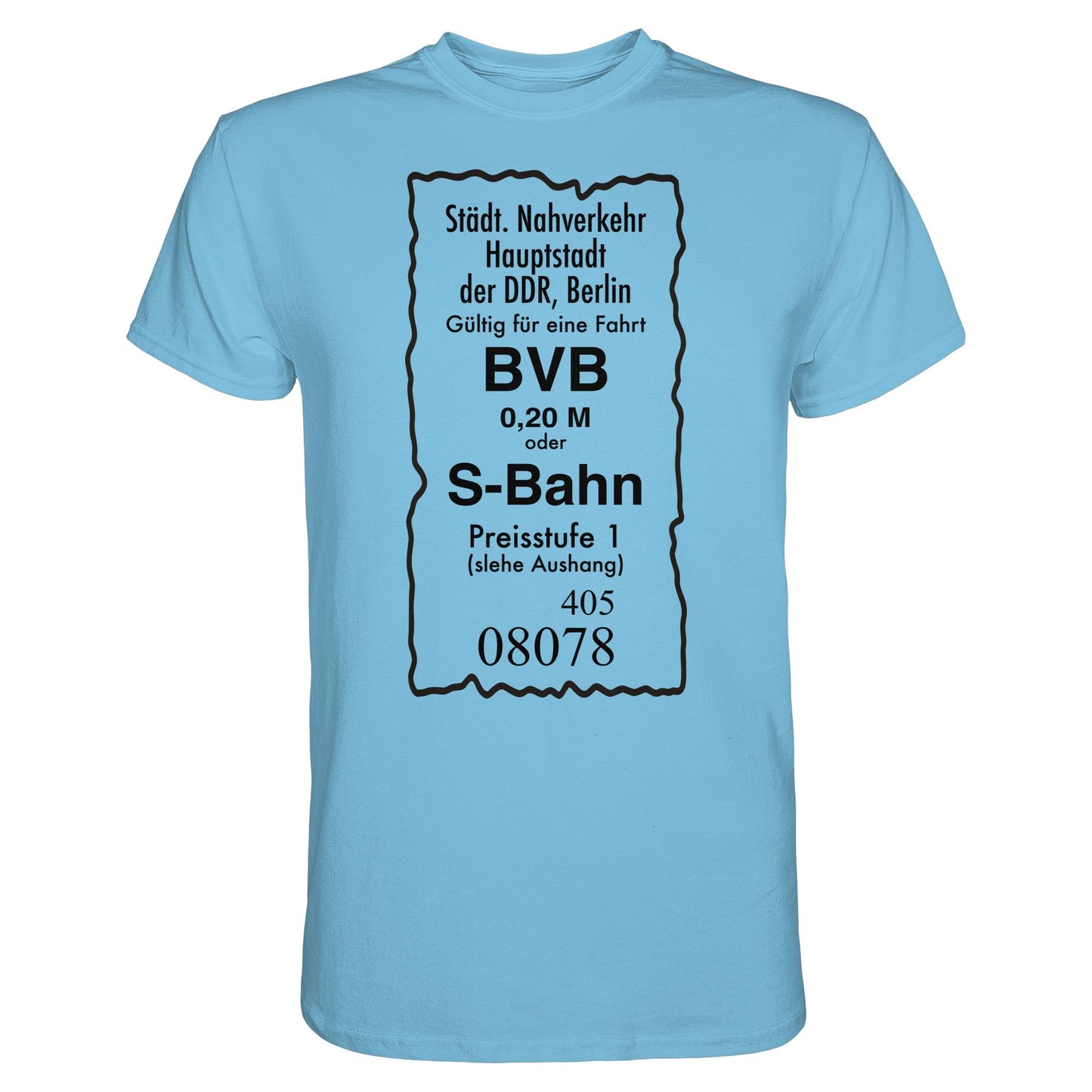 DDR Ostalgie Shirt Unisex • BVB BERLIN NAHVERKEHR, 20 PFENNIG (ORIGINAL FAHRSCHEIN 1989)