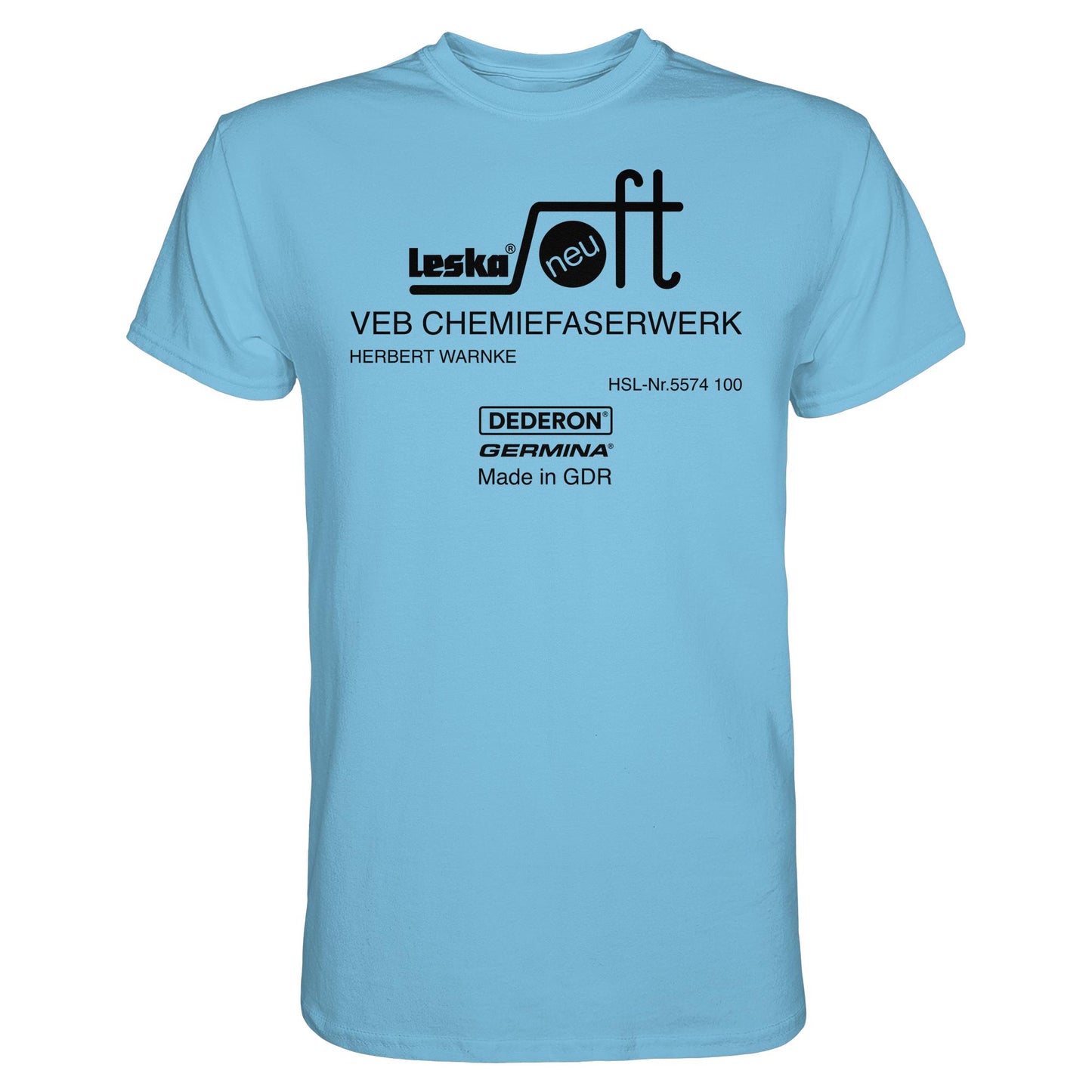 DDR Ostalgie Shirt Unisex • LESKA VEB CHEMIEFASERWERK HERBERT WARNKE - DEDERON, GERMINA