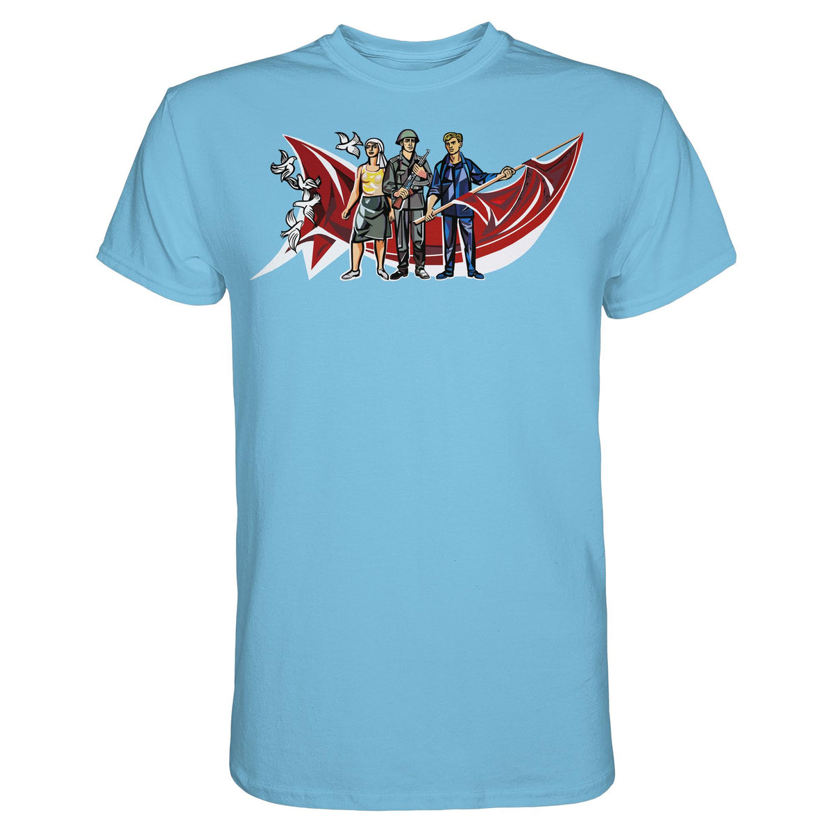 DDR Ostalgie Shirt Unisex • WALTER WOMACKA - BÄUERIN, NVA-SOLDAT & ARBEITER (MOSAIK HAUS DES LEHRERS, 1964)