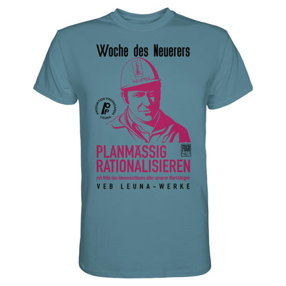 DDR Ostalgie Shirt Unisex • LEUNA - PLANMÄSSIG RATIONALISIEREN (DDR-ORIGINAL-PLAKAT)