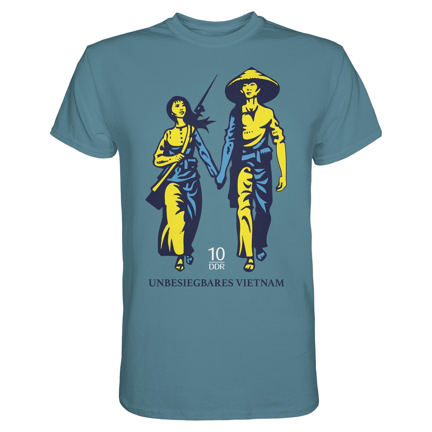 DDR Ostalgie Shirt Unisex • UNBESIEGBARES VIETNAM (ORIGINAL DDR-BRIEFMARKE)