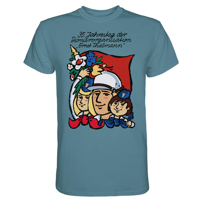 DDR Ostalgie Shirt Unisex • 35 JAHRE PIONIERORGANISATION ERNST THÄLMANN (ORIGINAL DDR-PLAKAT)