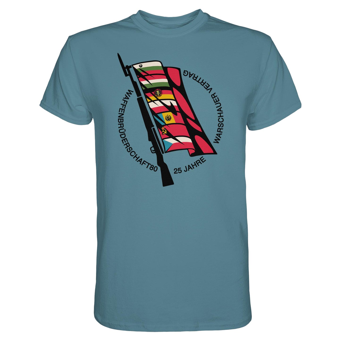 DDR Ostalgie Shirt Unisex • WAFFENBRÜDERSCHAFT80 - 25 JAHRE WARSCHAUER VERTRAG (NVA)