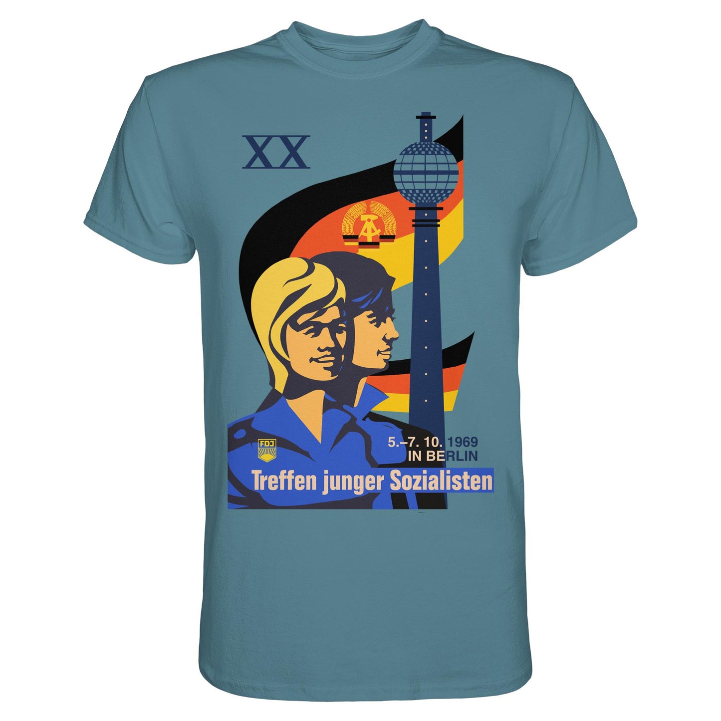 DDR Ostalgie Shirt Unisex • TREFFEN JUNGER SOZIALISTEN BERLIN 1969 (ORIGINAL PLAKAT)