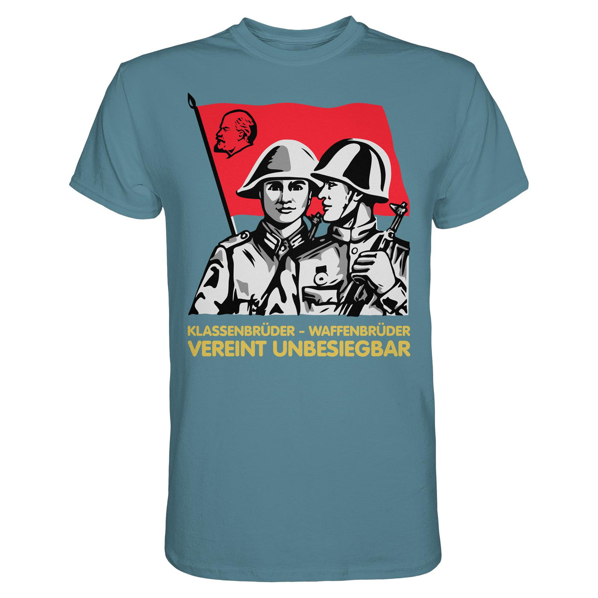 DDR Ostalgie Shirt Unisex • KLASSENBRÜDER WAFFENBRÜDER - VEREINT UNBESIEGBAR (NVA)