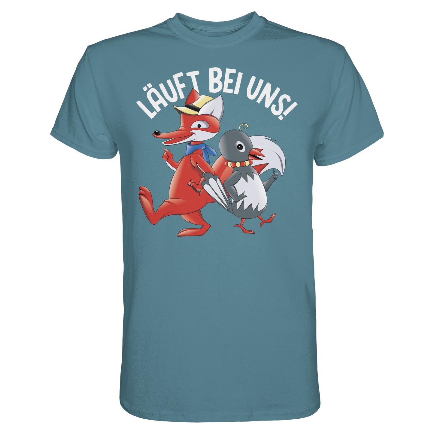 DDR Ostalgie Shirt Unisex • UNSER SANDMÄNNCHEN - HERR FUCHS & FRAU ELSTER, LÄUFT BEI UNS!