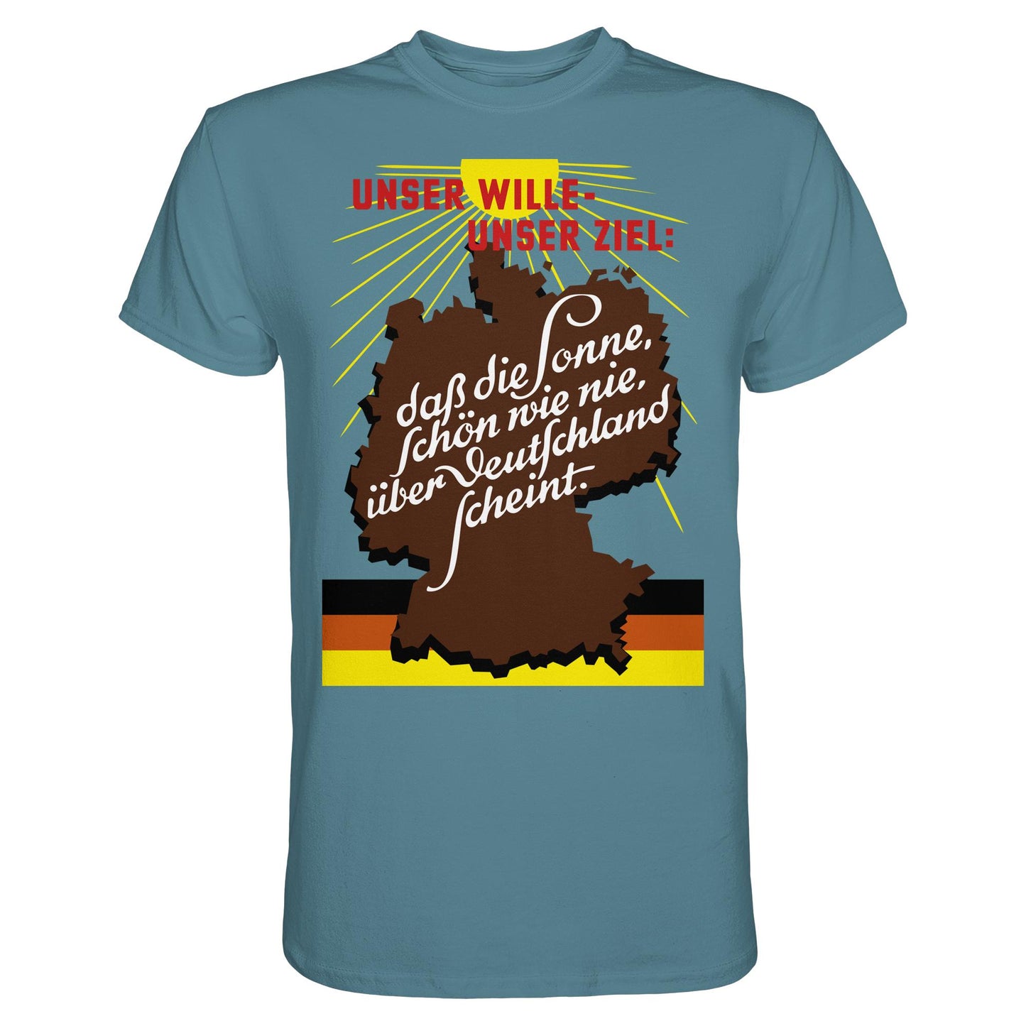 DDR Ostalgie Shirt Unisex • DASS DIE SONNE SCHÖN WIE NIE, ÜBER DEUTSCHLAND SCHEINT - ORIGINAL DDR-PLAKAT