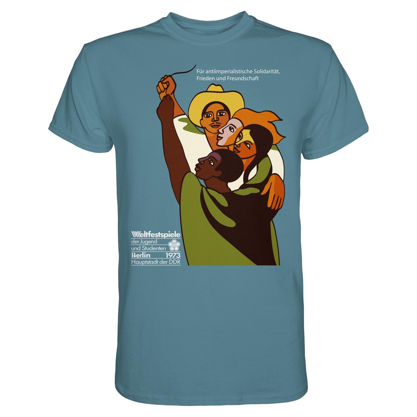 DDR Ostalgie Shirt Unisex • FÜR FRIEDEN UND FREUNDSCHAFT - ORIGINALPOSTER WELTFESTSPIELE BERLIN 1973