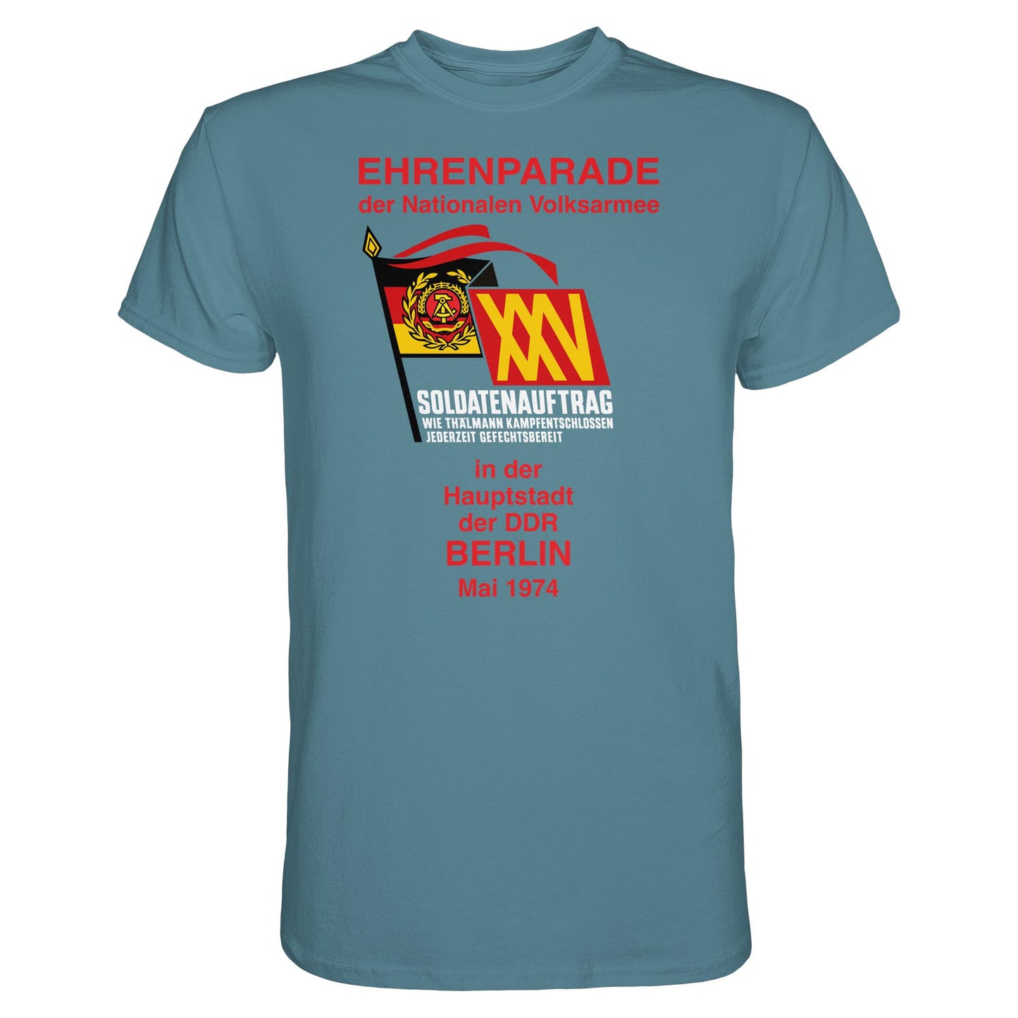 DDR Ostalgie Shirt Unisex • EHRENPARADE DER NVA, 1974 BERLIN (ORIGINALWIMPEL)