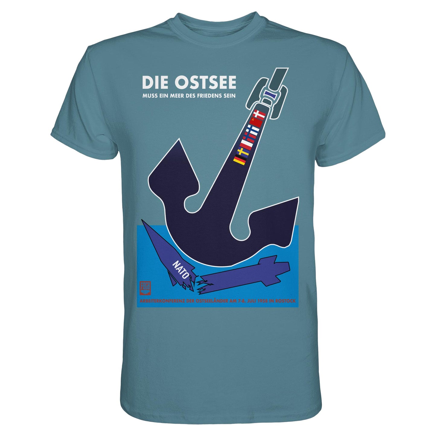 DDR Ostalgie Shirt Unisex • DIE OSTSEE MUSS EIN MEER DES FRIEDENS SEIN, ARBEITERKONFERENZ 1958