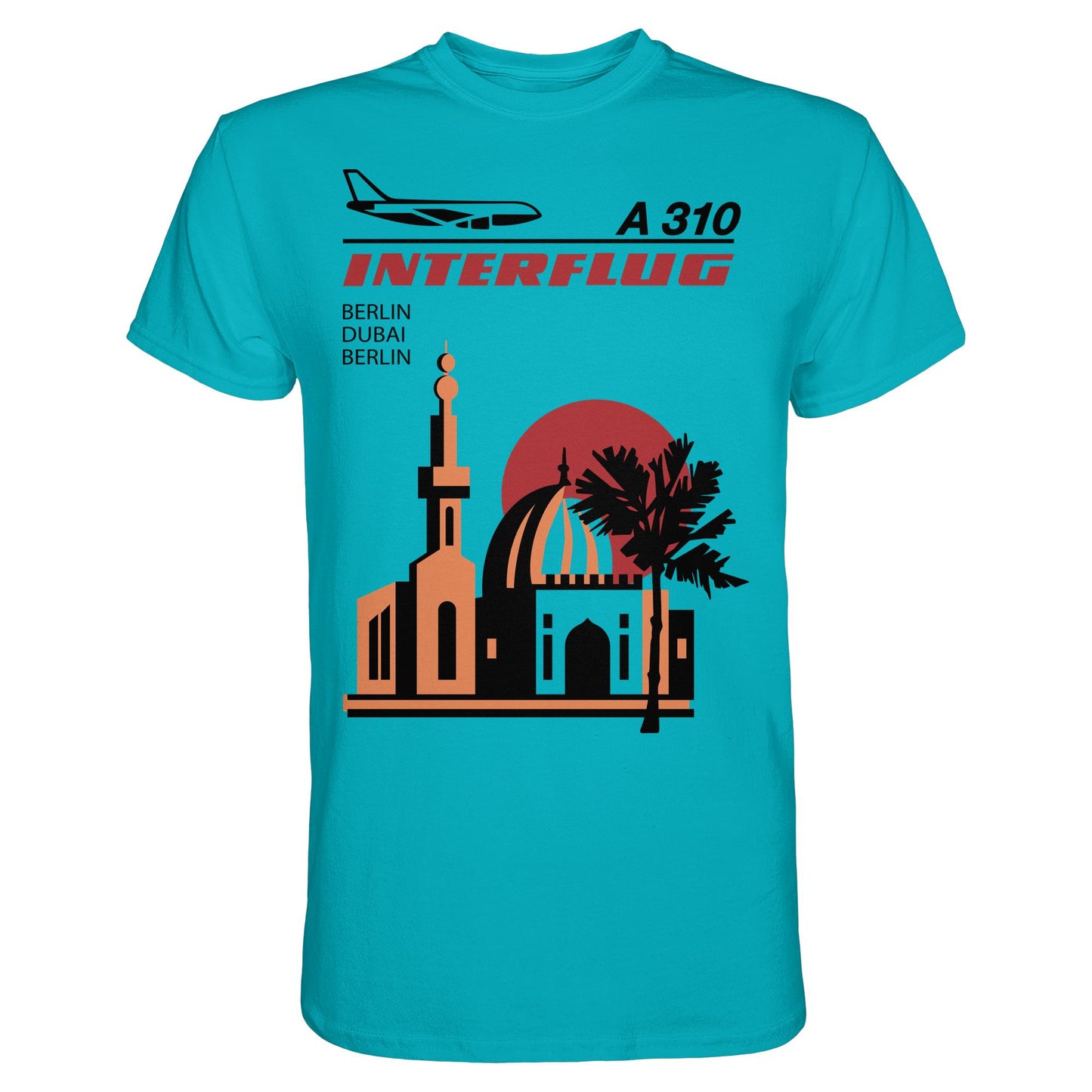 DDR Ostalgie Shirt Unisex • INTERFLUG BERLIN - DUBAI (ORIGINAL SONDERSTEMPEL)