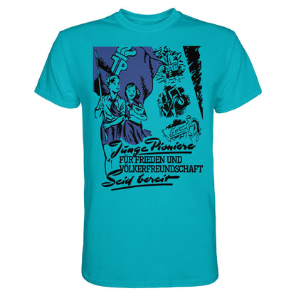 DDR Ostalgie Shirt Unisex • JUNGE PIONIERE FÜR FRIEDEN UND VÖLKERFREUNDSCHAFT - SEID BEREIT