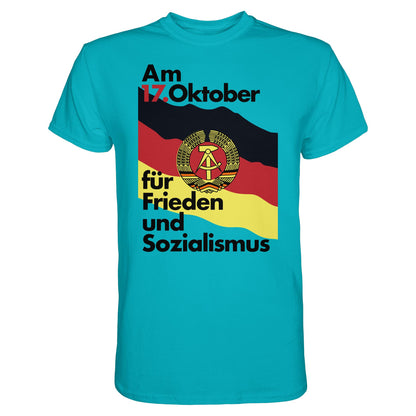 DDR Ostalgie Shirt Unisex • FÜR FRIEDEN UND SOZIALISMUS (ORIGINAL DDR-PLAKAT)