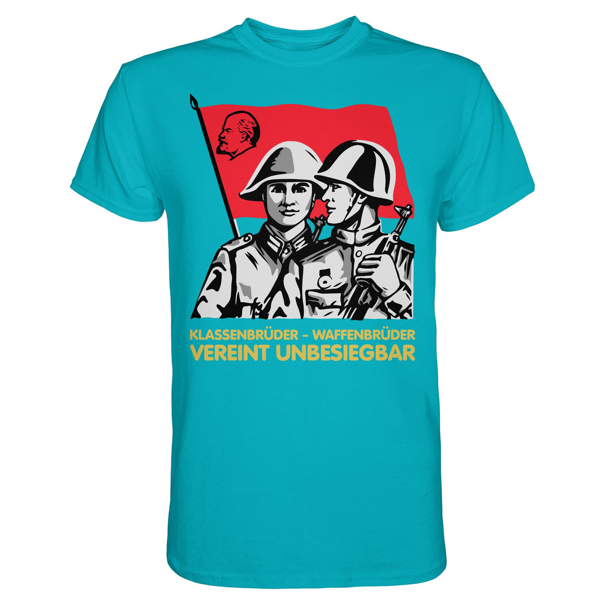 DDR Ostalgie Shirt Unisex • KLASSENBRÜDER WAFFENBRÜDER - VEREINT UNBESIEGBAR (NVA)