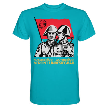 DDR Ostalgie Shirt Unisex • KLASSENBRÜDER WAFFENBRÜDER - VEREINT UNBESIEGBAR (NVA)