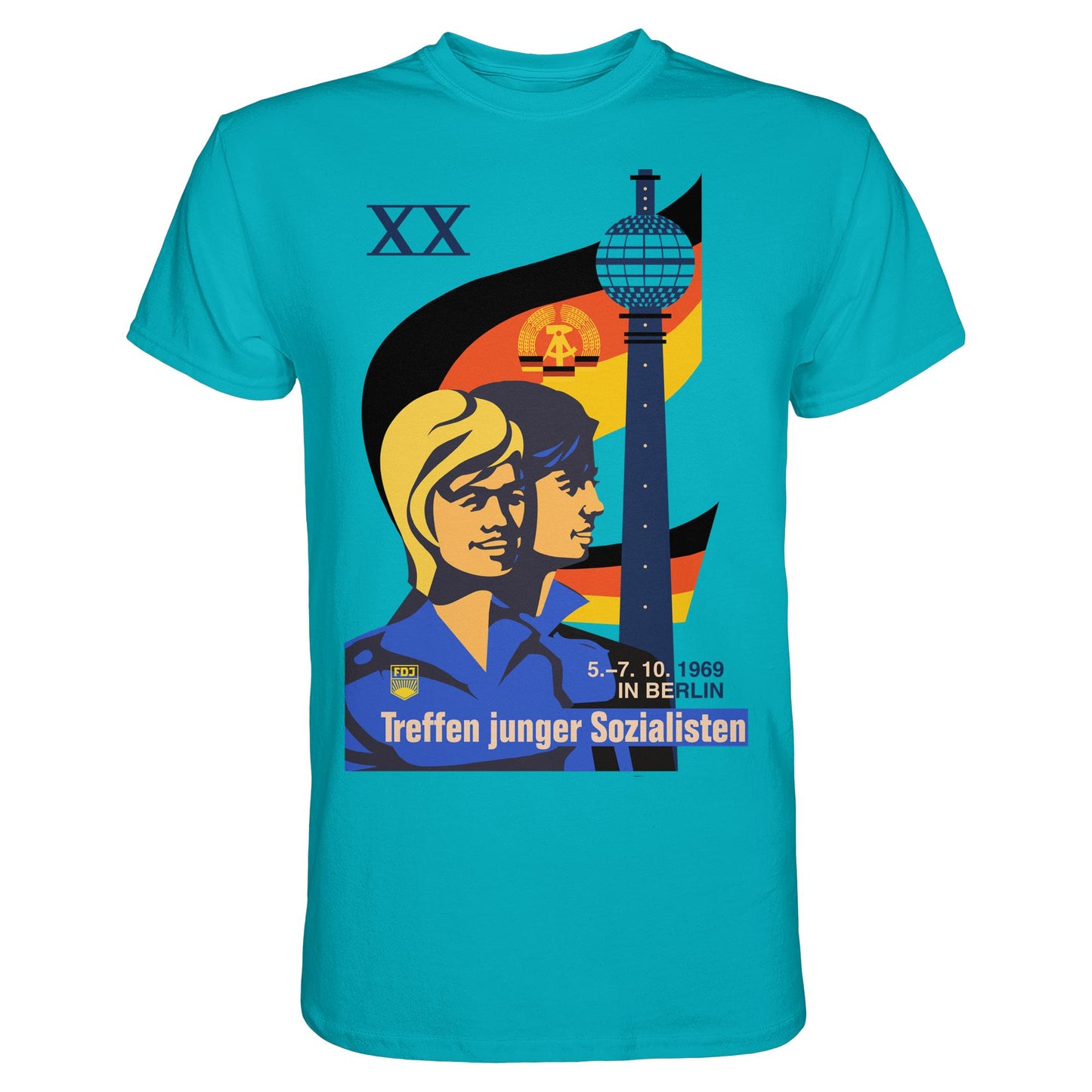 DDR Ostalgie Shirt Unisex • TREFFEN JUNGER SOZIALISTEN BERLIN 1969 (ORIGINAL PLAKAT)