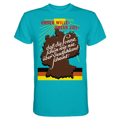 DDR Ostalgie Shirt Unisex • DASS DIE SONNE SCHÖN WIE NIE, ÜBER DEUTSCHLAND SCHEINT - ORIGINAL DDR-PLAKAT