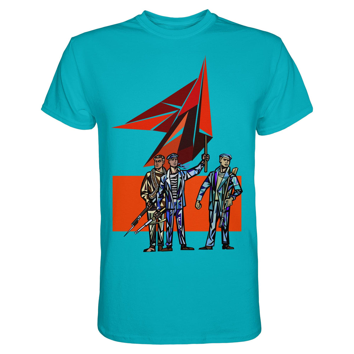 DDR Ostalgie Shirt Unisex • WALTER WOMACKA - BEWAFFNETE ARBEITER (STAATSRATSGEBÄUDE, Aus der Geschichte der Deutschen Arbeiterbewegung, 1964)