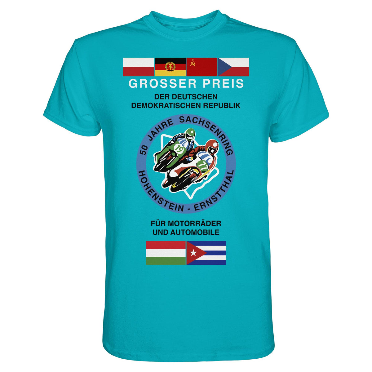 DDR Ostalgie Shirt Unisex • 50 JAHRE SACHSENRING - GROSSER PREIS DER DDR 1977