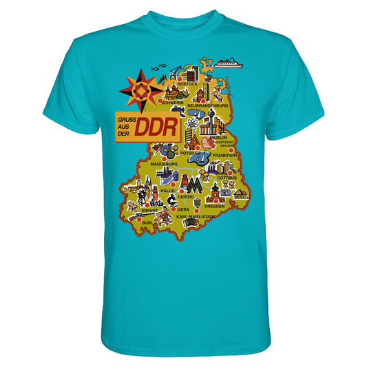 DDR Ostalgie Shirt Unisex • GRUSS AUS DER DDR (ORIGINAL POSTKARTE)