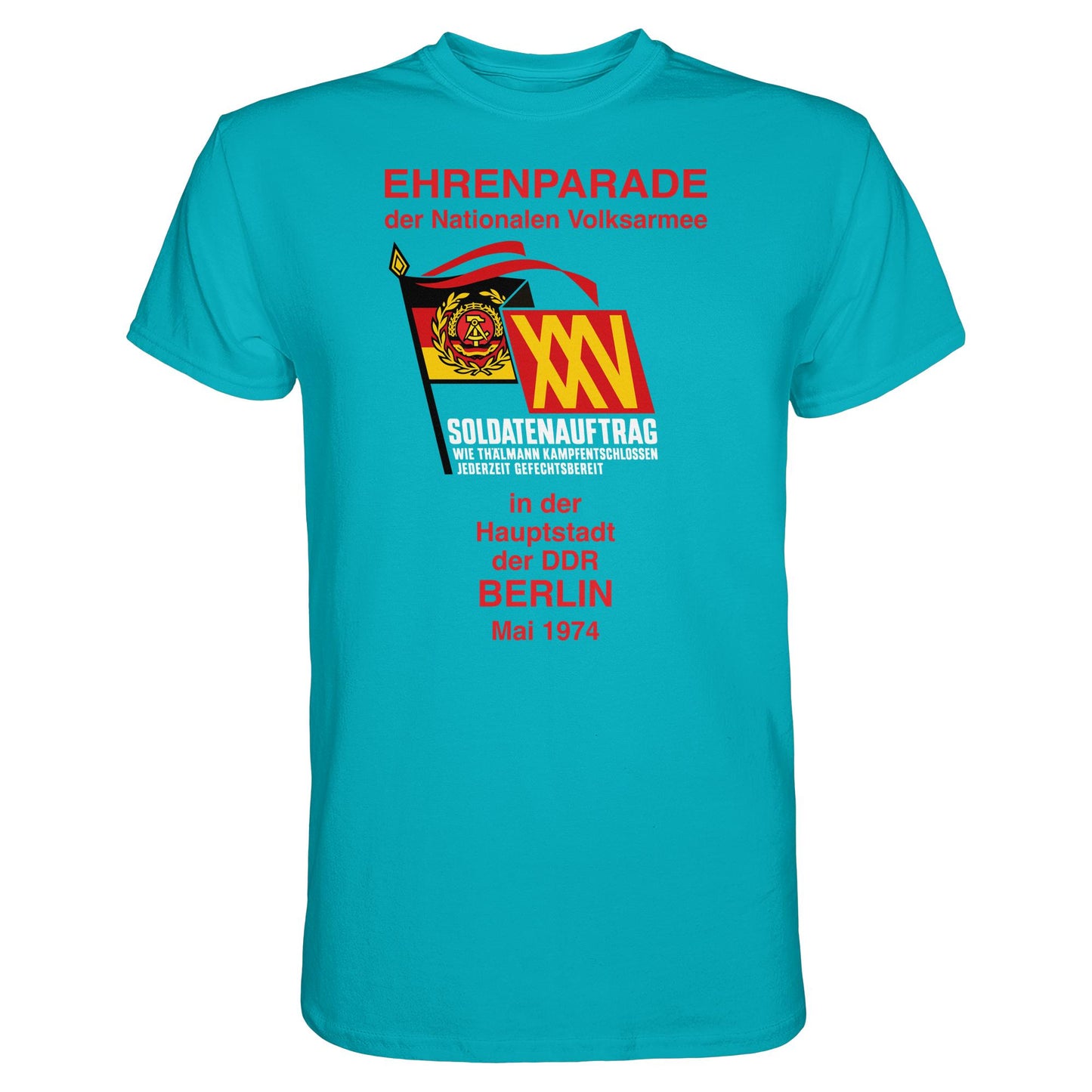 DDR Ostalgie Shirt Unisex • EHRENPARADE DER NVA, 1974 BERLIN (ORIGINALWIMPEL)
