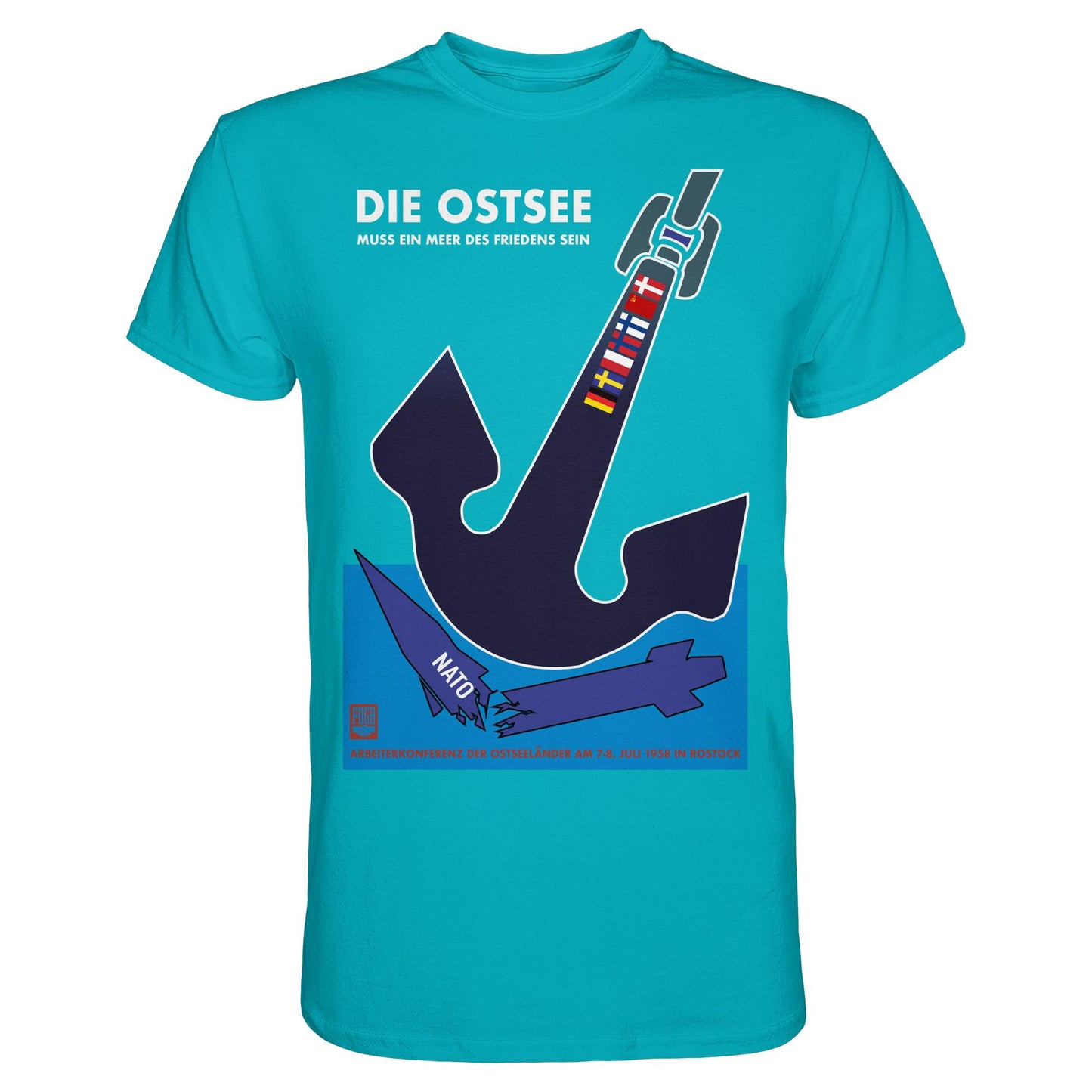 DDR Ostalgie Shirt Unisex • DIE OSTSEE MUSS EIN MEER DES FRIEDENS SEIN, ARBEITERKONFERENZ 1958