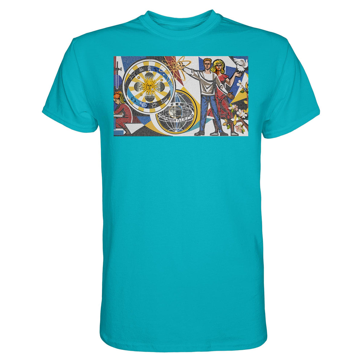 DDR Ostalgie Shirt Unisex • WALTER WOMACKA - JUNGES PAAR MIT FRIEDENSTAUBE (MOSAIK HAUS DES LEHRERS, 1964)