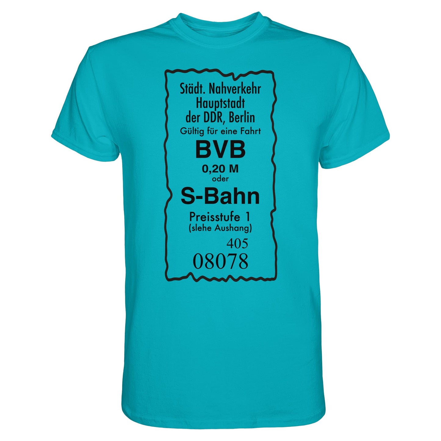 DDR Ostalgie Shirt Unisex • BVB BERLIN NAHVERKEHR, 20 PFENNIG (ORIGINAL FAHRSCHEIN 1989)