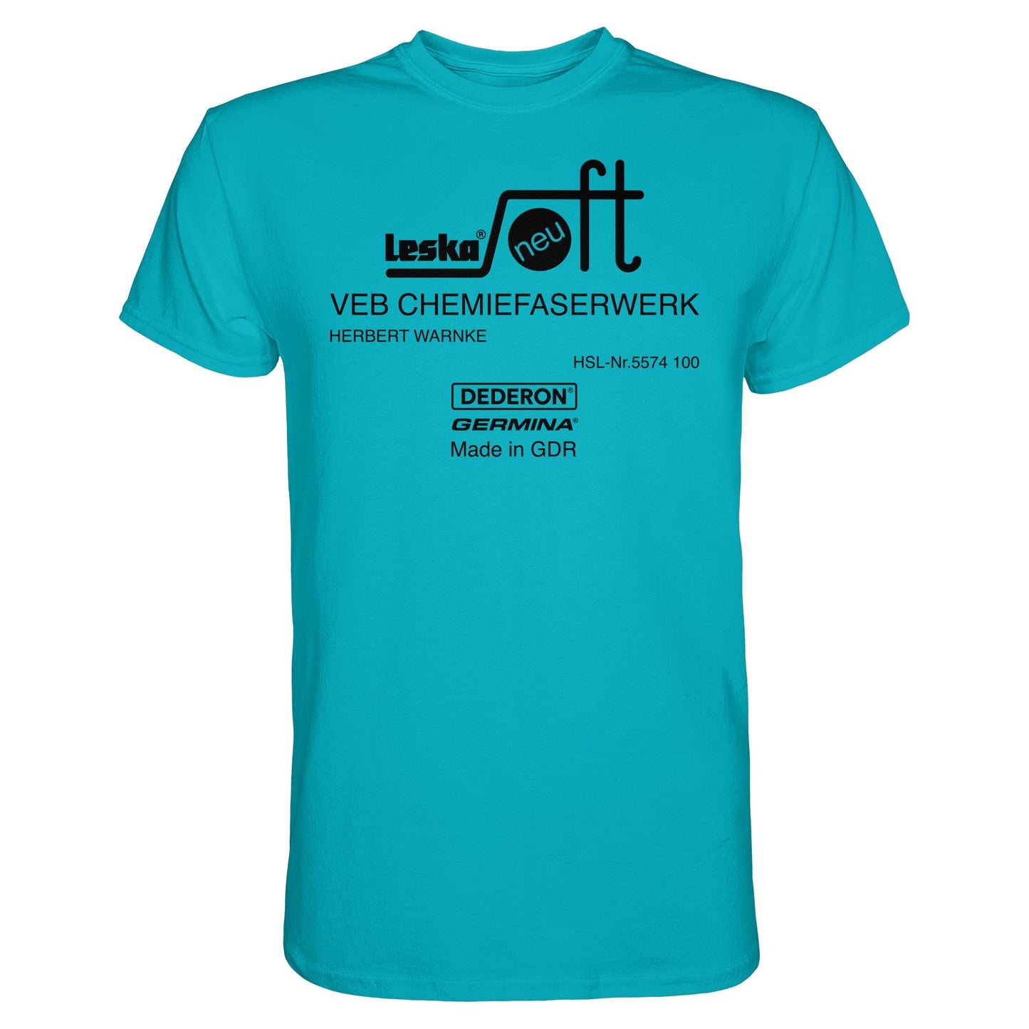 DDR Ostalgie Shirt Unisex • LESKA VEB CHEMIEFASERWERK HERBERT WARNKE - DEDERON, GERMINA