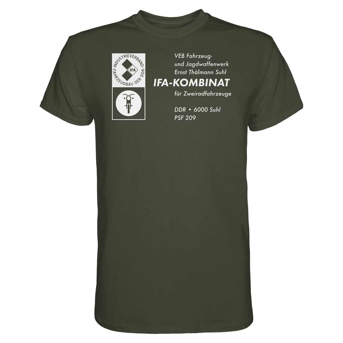 DDR Ostalgie Shirt Unisex • VEB FAHRZEUG- UND JAGDWAFFENWERK ERNST THÄLMANN SUHL