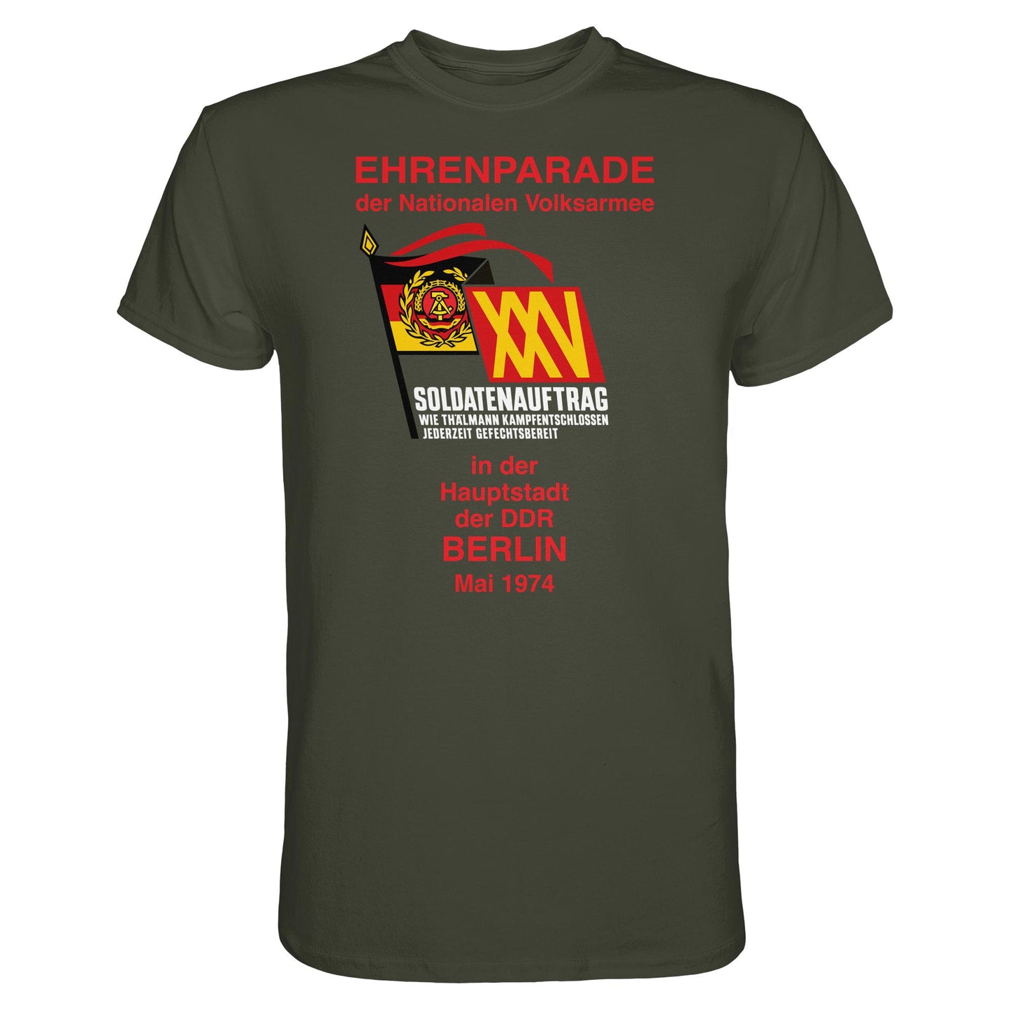 DDR Ostalgie Shirt Unisex • EHRENPARADE DER NVA, 1974 BERLIN (ORIGINALWIMPEL)
