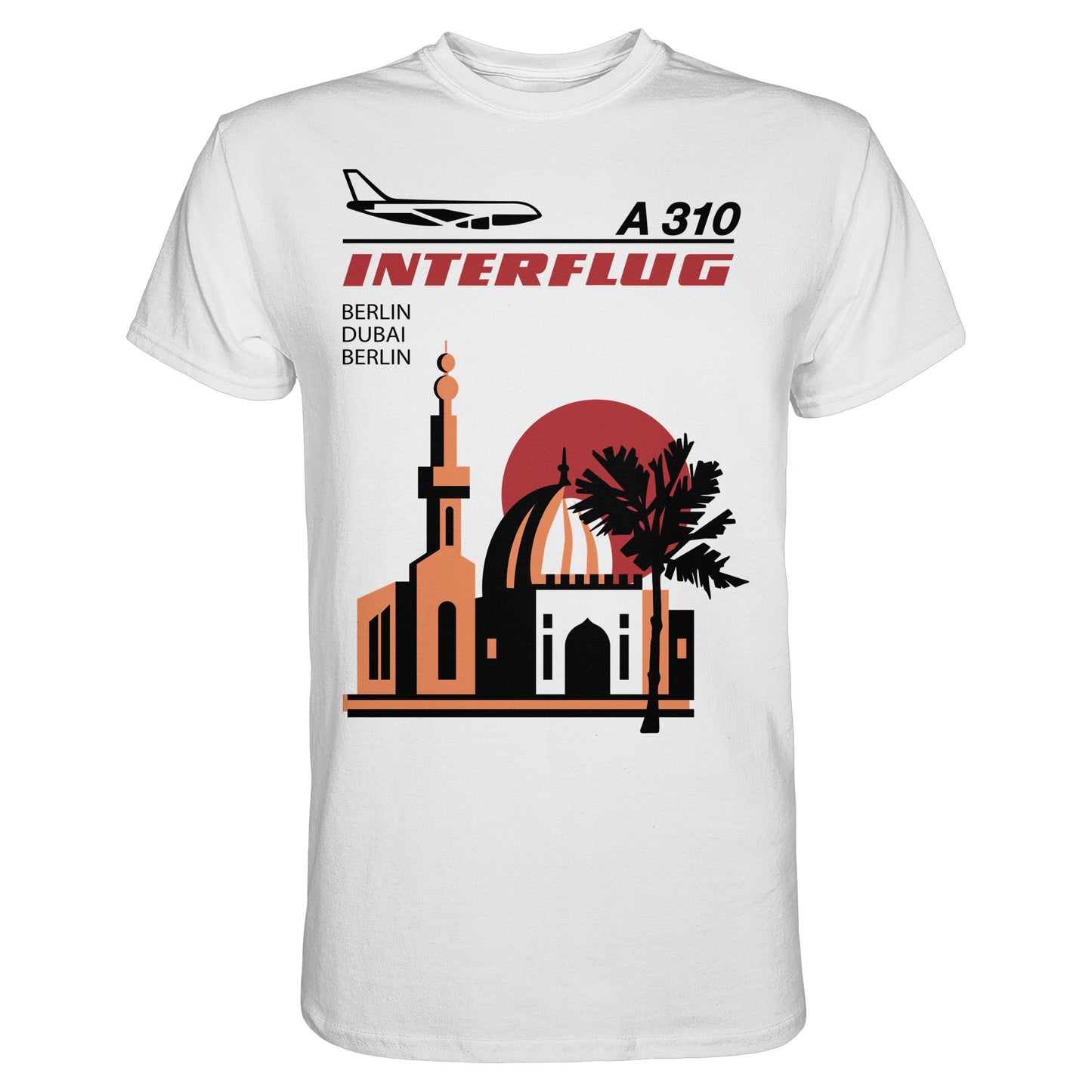 DDR Ostalgie Shirt Unisex • INTERFLUG BERLIN - DUBAI (ORIGINAL SONDERSTEMPEL)