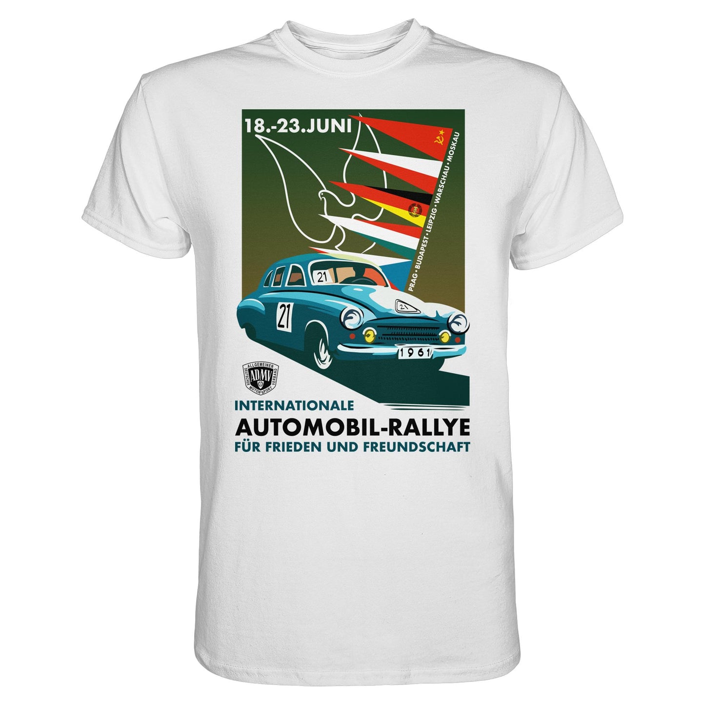 DDR Ostalgie Shirt Unisex • INTERNATIONALE RALLYE WARTBURG 1961 (ORIGINAL-PLAKAT)